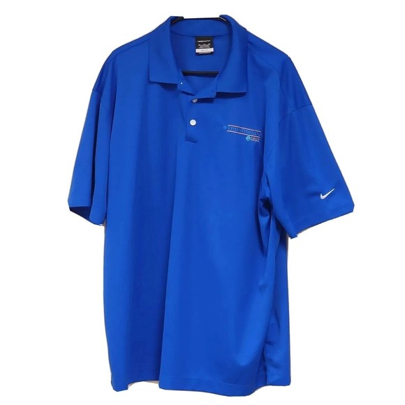 Nike Golf Mens Polo Shirt XL Blue Solid Dri-Fit Short Sleeve - Picture 3 of 6